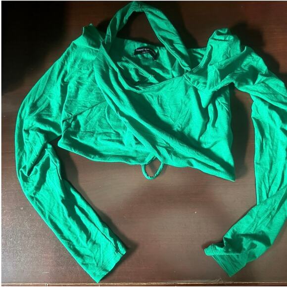 Naked Wardrobe Hotline Coldshoulder
Green Crop Top - Picture 5 of 8